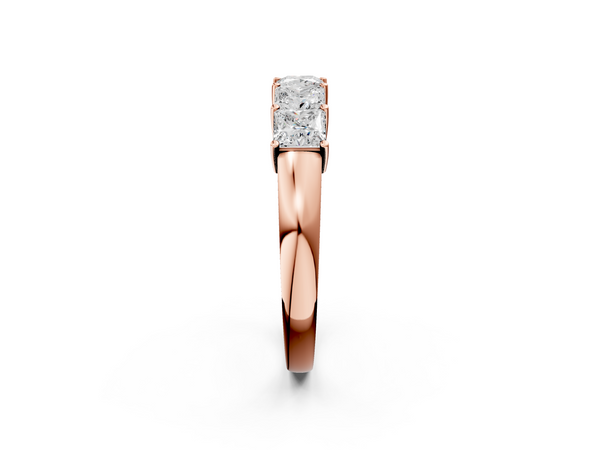 Rose gold Princess Cut Five-Stone Diamond Band with Prong Setting