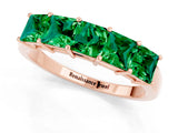 Rose gold Princess Cut Five-Stone Emerald Band with Prong Setting_7
