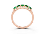 Rose gold Princess Cut Five-Stone Emerald Band with Prong Setting_9