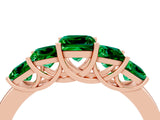 Rose gold Princess Cut Five-Stone Emerald Ring with Classic Prong Setting_10