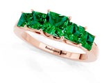 Rose gold Princess Cut Five-Stone Emerald Ring with Classic Prong Setting_7