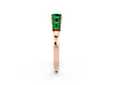 Rose gold Princess Cut Five-Stone Emerald Ring with Classic Prong Setting_8