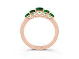 Rose gold Princess Cut Five-Stone Emerald Ring with Classic Prong Setting_9