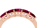 Rose gold Princess Cut Five-Stone Garnet Band with Prong Setting_10
