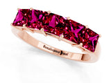 Rose gold Princess Cut Five-Stone Garnet Band with Prong Setting_7