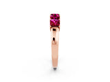 Rose gold Princess Cut Five-Stone Garnet Band with Prong Setting_8