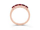 Rose gold Princess Cut Five-Stone Garnet Band with Prong Setting_9