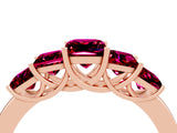 Rose gold Princess Cut Five-Stone Garnet Ring with Classic Prong Setting_10