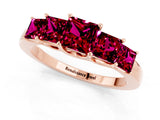 Rose gold Princess Cut Five-Stone Garnet Ring with Classic Prong Setting_7