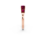 Rose gold Princess Cut Five-Stone Garnet Ring with Classic Prong Setting_8