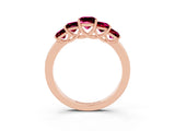 Rose gold Princess Cut Five-Stone Garnet Ring with Classic Prong Setting_9