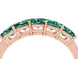 Rose gold Princess Cut Five-Stone Green Sapphire Band with Prong Setting_10