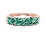 Rose gold Princess Cut Five-Stone Green Sapphire Band with Prong Setting_6