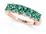 Rose gold Princess Cut Five-Stone Green Sapphire Band with Prong Setting_7