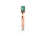 Rose gold Princess Cut Five-Stone Green Sapphire Band with Prong Setting_8