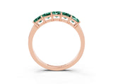 Rose gold Princess Cut Five-Stone Green Sapphire Band with Prong Setting_9
