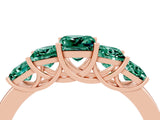 Rose gold Princess Cut Five-Stone Green Sapphire Ring with Classic Prong Setting_10