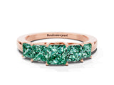 Rose gold Princess Cut Five-Stone Green Sapphire Ring with Classic Prong Setting_6