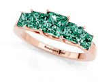 Rose gold Princess Cut Five-Stone Green Sapphire Ring with Classic Prong Setting_7