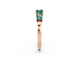 Rose gold Princess Cut Five-Stone Green Sapphire Ring with Classic Prong Setting_8