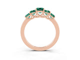 Rose gold Princess Cut Five-Stone Green Sapphire Ring with Classic Prong Setting_9