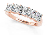 Rose gold Princess Cut Five-Stone Moissanite Band with Prong Setting_7