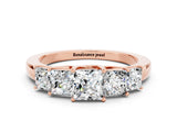 Rose gold Princess Cut Five-Stone Moissanite Ring with Classic Prong Setting_6