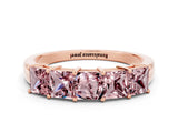 Rose gold Princess Cut Five-Stone Morganite Band with Prong Setting_6