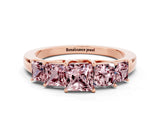 Rose gold Princess Cut Five-Stone Morganite Ring with Classic Prong Setting_6