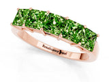 Rose gold Princess Cut Five-Stone Peridot Band with Prong Setting_7