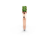 Rose gold Princess Cut Five-Stone Peridot Band with Prong Setting_8