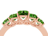 Rose gold Princess Cut Five-Stone Peridot Ring with Classic Prong Setting_10