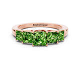 Rose gold Princess Cut Five-Stone Peridot Ring with Classic Prong Setting_6