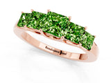 Rose gold Princess Cut Five-Stone Peridot Ring with Classic Prong Setting_7
