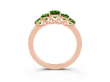 Rose gold Princess Cut Five-Stone Peridot Ring with Classic Prong Setting_9