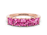 Rose gold Princess Cut Five-Stone Pink Sapphire Band with Prong Setting_18