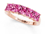 Rose gold Princess Cut Five-Stone Pink Sapphire Band with Prong Setting_19