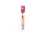 Rose gold Princess Cut Five-Stone Pink Sapphire Band with Prong Setting_20
