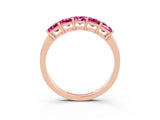 Rose gold Princess Cut Five-Stone Pink Sapphire Band with Prong Setting_21