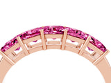 Rose gold Princess Cut Five-Stone Pink Sapphire Band with Prong Setting_22