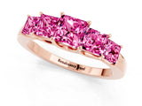 Rose gold Princess Cut Five-Stone Pink Sapphire Ring with Classic Prong Setting_19