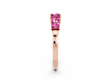 Rose gold Princess Cut Five-Stone Pink Sapphire Ring with Classic Prong Setting_20