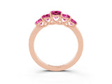 Rose gold Princess Cut Five-Stone Pink Sapphire Ring with Classic Prong Setting_21