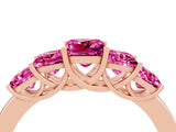 Rose gold Princess Cut Five-Stone Pink Sapphire Ring with Classic Prong Setting_22