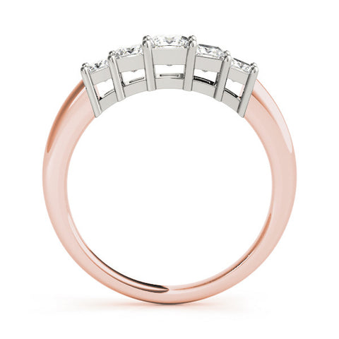 Rose gold Princess Cut Five-Stone Prong Set Diamond Band 1
