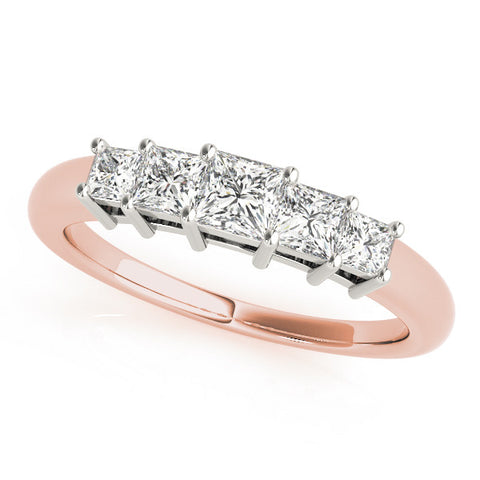 Rose gold Princess Cut Five-Stone Prong Set Diamond Band