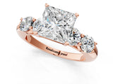 Rose gold Princess Cut Five-Stone Prong Set Diamond Ring with Classic Band_46
