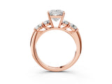 Rose gold Princess Cut Five-Stone Prong Set Diamond Ring with Classic Band_48