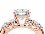 Rose gold Princess Cut Five-Stone Prong Set Diamond Ring with Classic Band_49