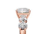 Rose gold Princess Cut Five-Stone Prong Set Diamond Ring with Classic Band_50